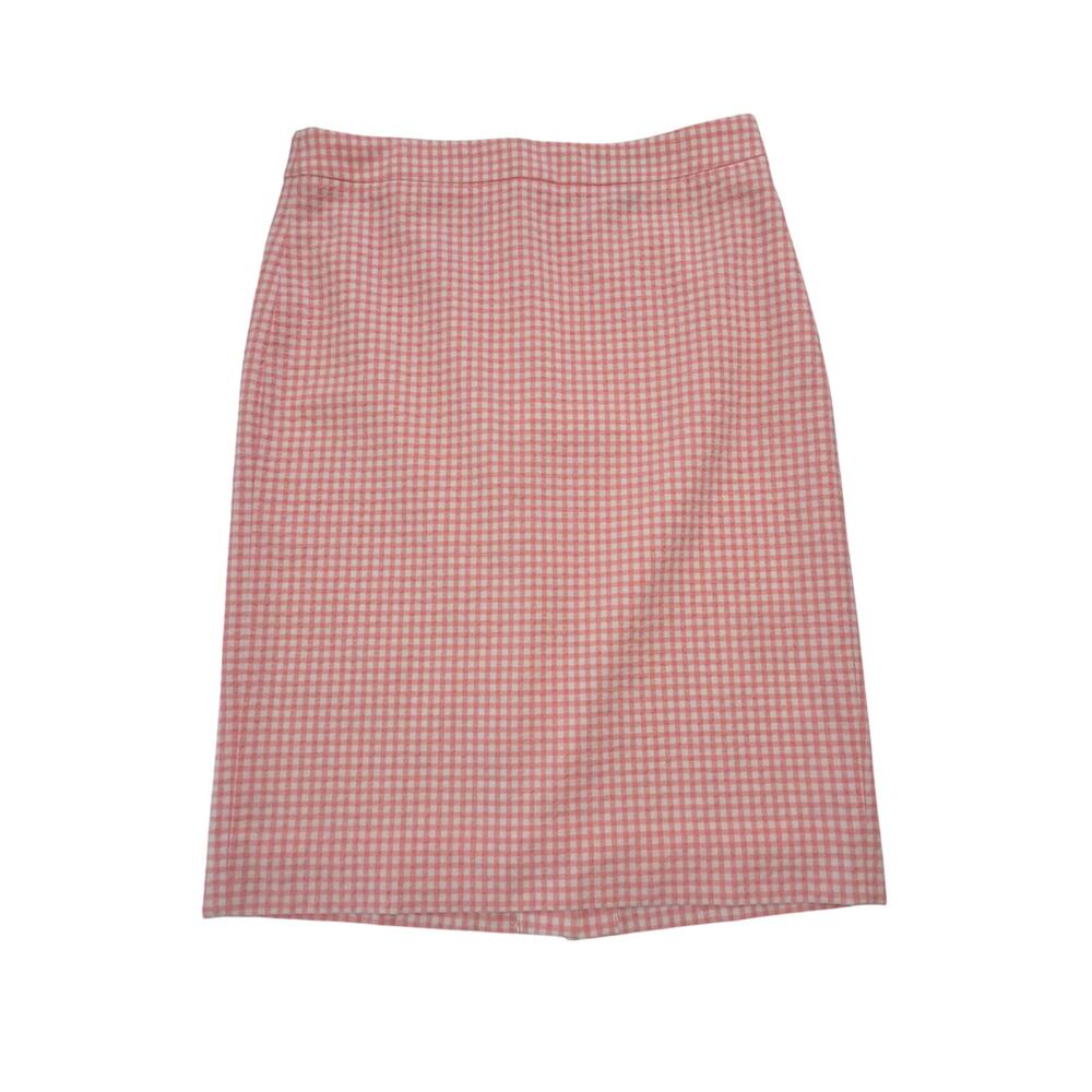J.Crew Sz 6 No. 2 Pencil Skirt in pink and white gingham seersucker Straight